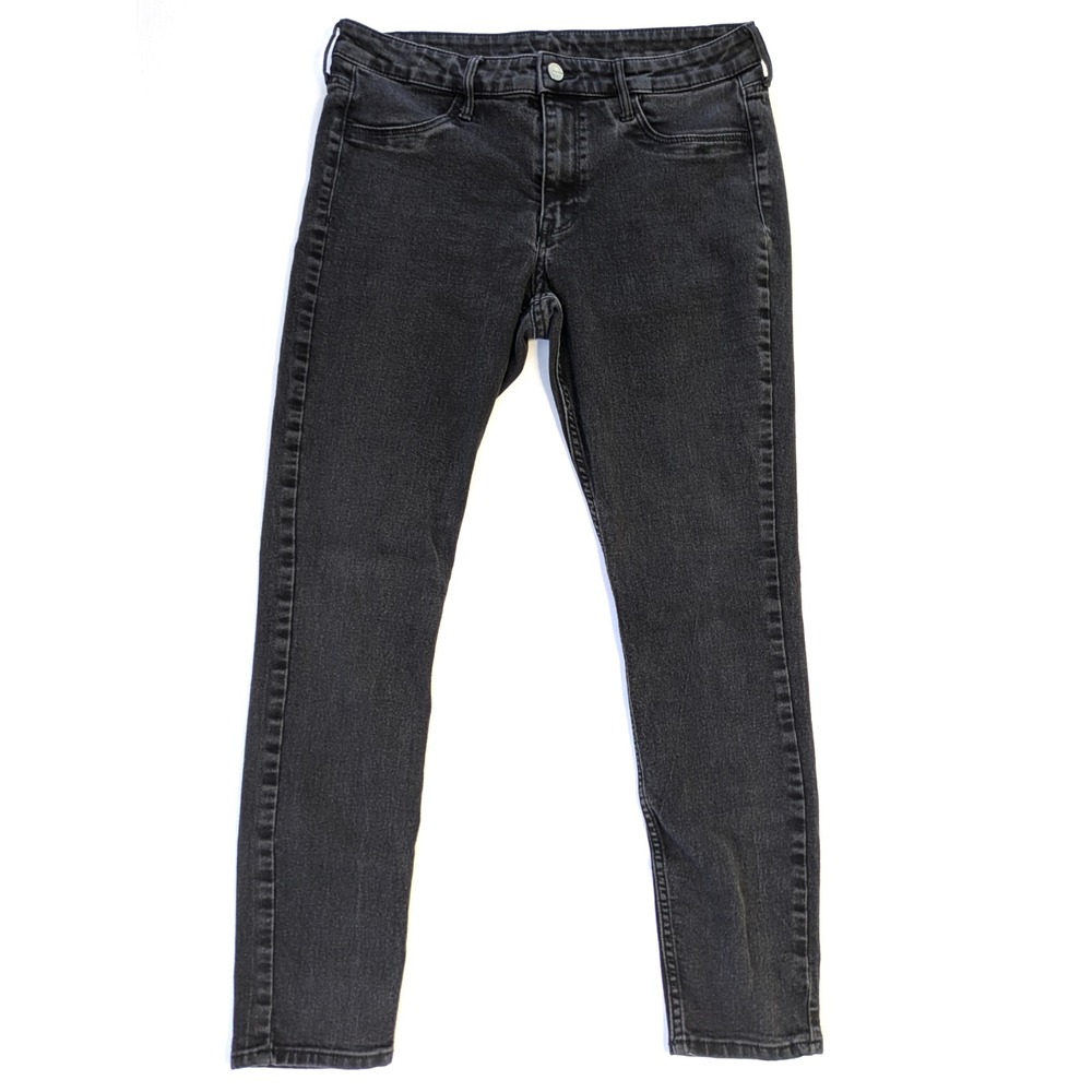 H&M &Denim Skinny Jeans - Women's 10 - Faded Black Ankle Regular Waist Size 31